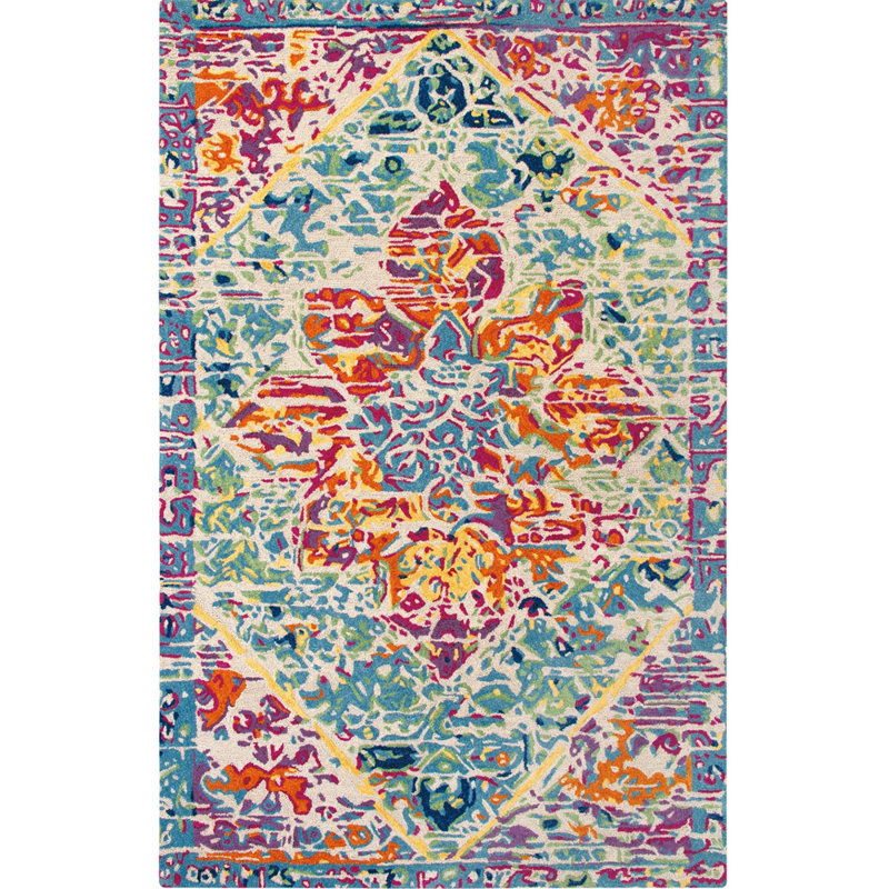 CompanyC Rhapsody Handmade Wool Blue/Green/Orange Rug Wayfair